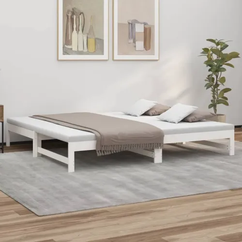Dnevni ležaj na izvlačenje bijeli 100x200 cm borovina - Bijela 100 x 200 cm Cijena