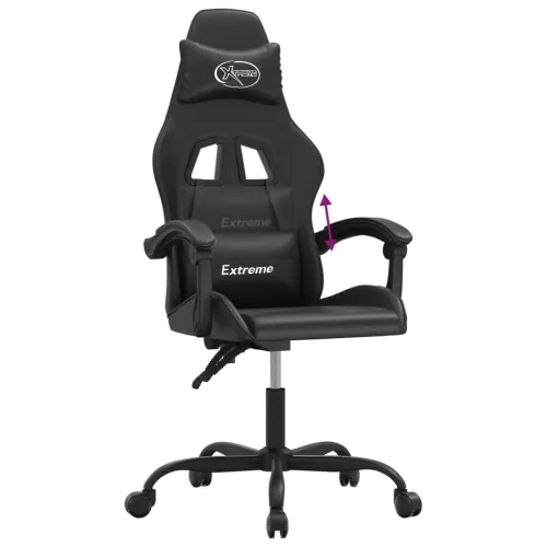 Gaming stolica od umjetne kože crna - Crna Bez naslona za noge Cijena