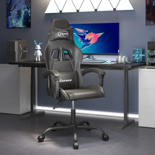 Gaming stolica od umjetne kože crna - Crna Bez naslona za noge Cijena