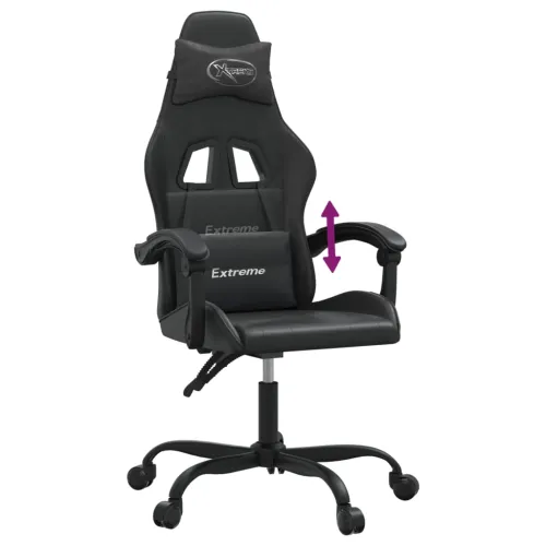 Gaming stolica od umjetne kože crna - Crna Bez naslona za noge Cijena