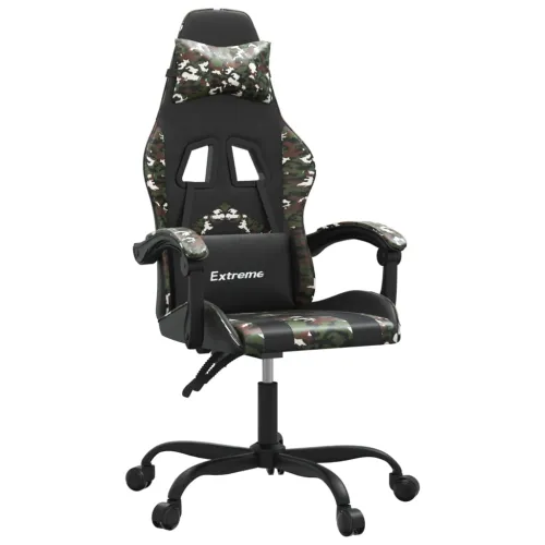 Gaming stolica crno-maskirna od umjetne kože - Crna i maskirna Bez naslona za noge Cijena