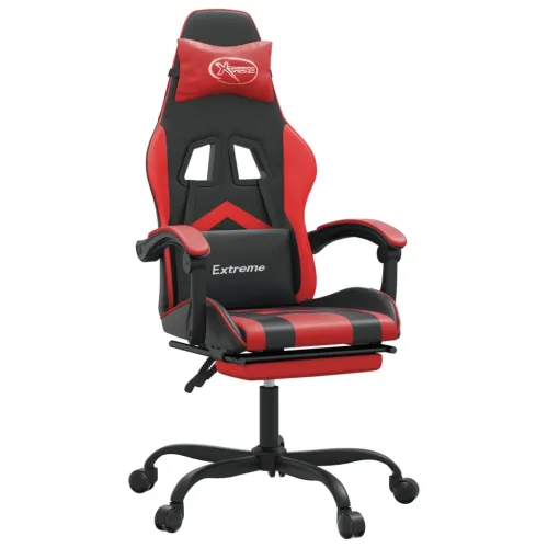 Gaming stolica od umjetne kože s osloncem za noge Crna i crvena - Crna i crvena Sa naslonom za noge Cijena