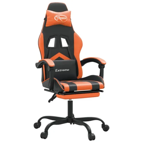 Gaming stolica s osloncem za noge umjetna koža crno-narančasta - Crna i narančasta Sa naslonom za noge Cijena