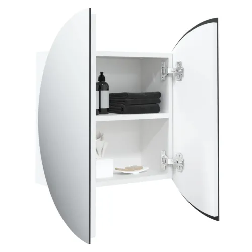 Kupaonski ormarić s okruglim ogledalom LED bijeli 47x47x17,5 cm - Bijela 47 x 47 x 17.5 cm Cijena