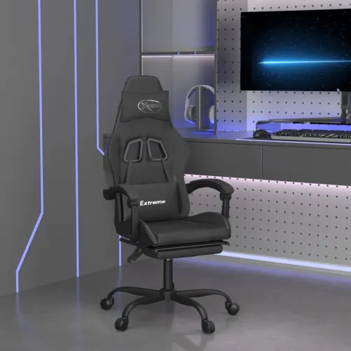Okretna Gaming stolica s osloncem za noge crna od umjetne kože - Crna Sa naslonom za noge Cijena