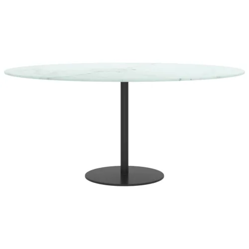 Stolna ploča bijela Ø 90 x 1 cm staklena s mramornim uzorkom - Bijela Ø 90 cm Cijena