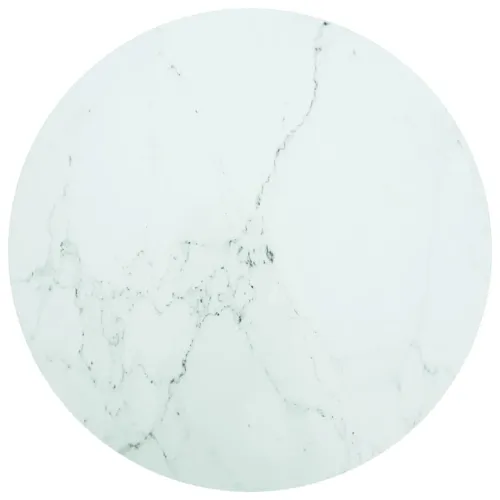Stolna ploča bijela Ø 90 x 1 cm staklena s mramornim uzorkom - Bijela Ø 90 cm Cijena