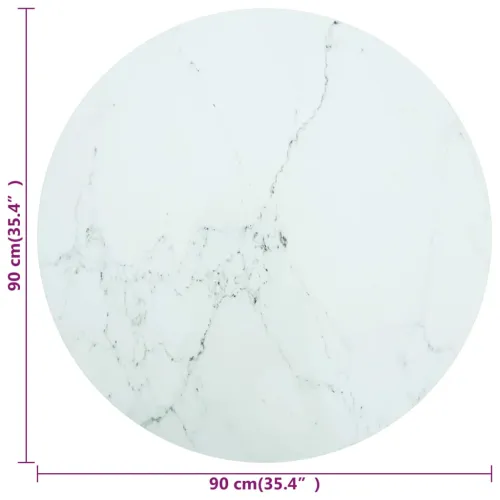Stolna ploča bijela Ø 90 x 1 cm staklena s mramornim uzorkom - Bijela Ø 90 cm Cijena