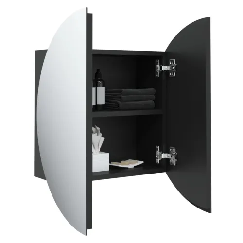Kupaonski ormarić s okruglim ogledalom LED crni 47x47x17,5 cm - Crna 47 x 47 x 17.5 cm Cijena