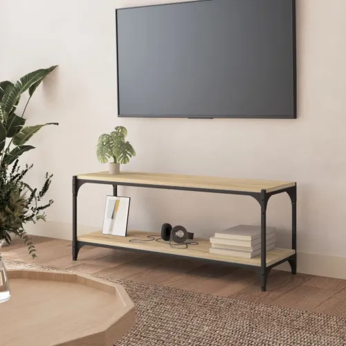 TV ormarić boja hrasta 100x33x41 cm konstruirano drvo i čelik - sonoma hrast 1 100 cm Sonoma hrast Cijena
