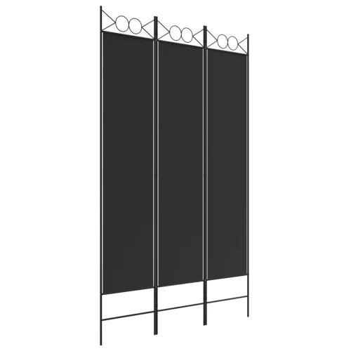 Paravan - Sobna pregrada s 3 panela crna 120 x 200 cm od tkanine - Crna 120 x 200 cm Cijena