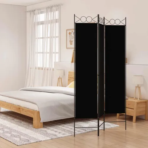 Paravan - Sobna pregrada s 3 panela crna 120 x 200 cm od tkanine - Crna 120 x 200 cm Cijena