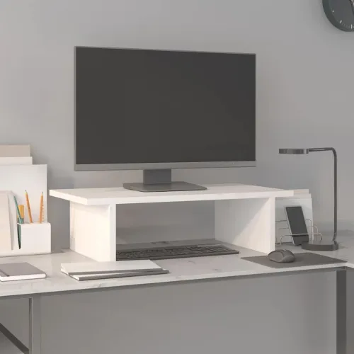 Stalak za monitor bijeli 50 x 27 x 15 cm od masivne borovine - Bijela 50 x 27 x 15 cm Bijela 50 x 27 x 15 cm Cijena