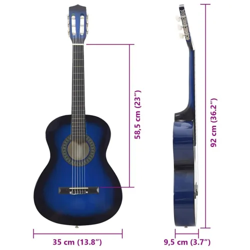 8-dijelni set klasične gitare za početnike plavi 3/4 36 - Plava 3/4 36 Cijena