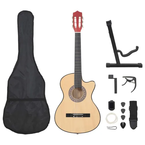 12-dijelni set akustične gitare Western s prorezom i 6 žica 38 - Svjetlosmeđa Cijena