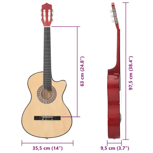 12-dijelni set akustične gitare Western s prorezom i 6 žica 38 - Svjetlosmeđa Cijena