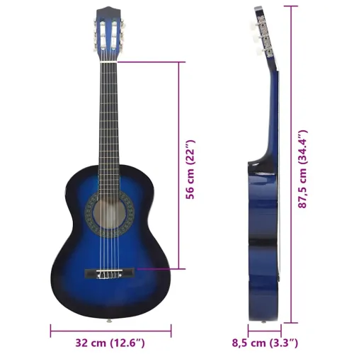 8-dijelni set klasične gitare za početnike plavi 1/2 34 ”&nbsp;   - Plava 1/2 34” Cijena