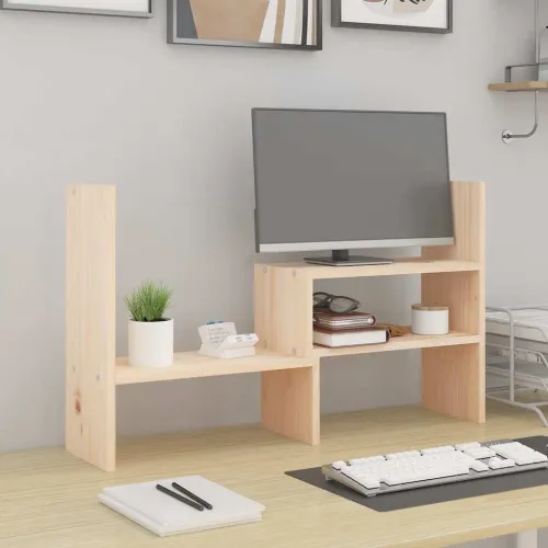 Stalak za monitor (39 - 72) x 17 x 43 cm od masivne borovine - Prirodna Prirodna Cijena