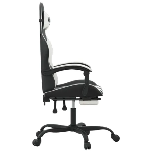 Okretna Gaming stolica s osloncem crno-bijela od umjetne kože - Crno-bijelo Sa naslonom za noge Cijena