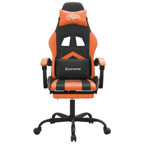 Okretna Gaming stolica s osloncem crno-narančasta umjetna koža - Crna i narančasta Sa naslonom za noge Cijena