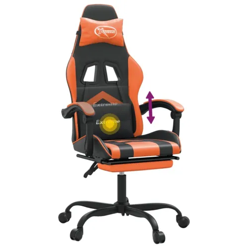Okretna Gaming stolica s osloncem crno-narančasta umjetna koža - Crna i narančasta Sa naslonom za noge Cijena