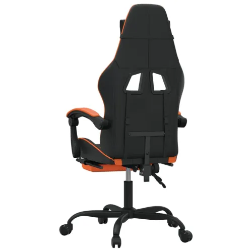 Okretna Gaming stolica s osloncem crno-narančasta umjetna koža - Crna i narančasta Sa naslonom za noge Cijena