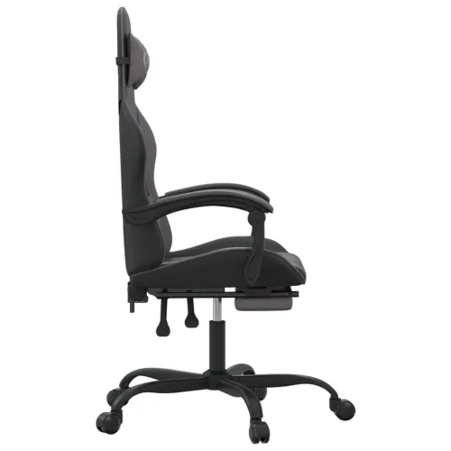 Okretna Gaming stolica s osloncem crno-siva od umjetne kože - Crna i siva Sa naslonom za noge Cijena
