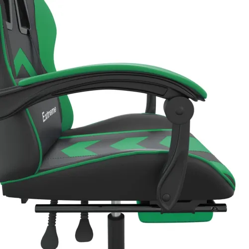 Okretna Gaming stolica s osloncem crno-zelena od umjetne kože - Crna i zelena Sa naslonom za noge Cijena