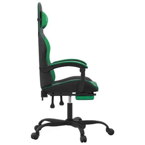 Okretna Gaming stolica s osloncem crno-zelena od umjetne kože - Crna i zelena Sa naslonom za noge Cijena