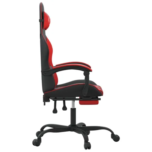 Okretna Gaming stolica s osloncem crno-crvena od umjetne kože - Crna i crvena Sa naslonom za noge Cijena