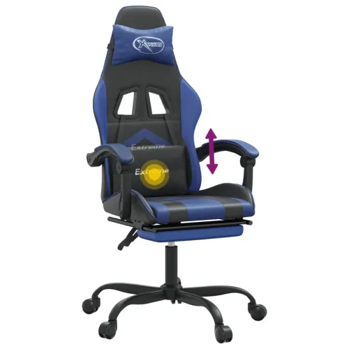 Okretna Gaming stolica s osloncem crno-plava od umjetne kože - Crna i plava Sa naslonom za noge Cijena