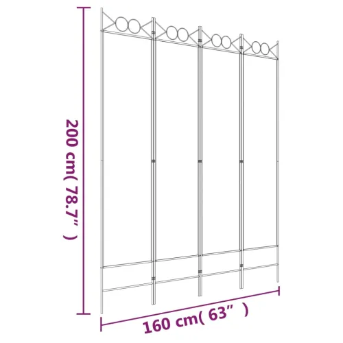 Paravan - Sobna pregrada s 4 panela bijela 160 x 200 cm od tkanine - Bijela 160 x 200 cm Cijena