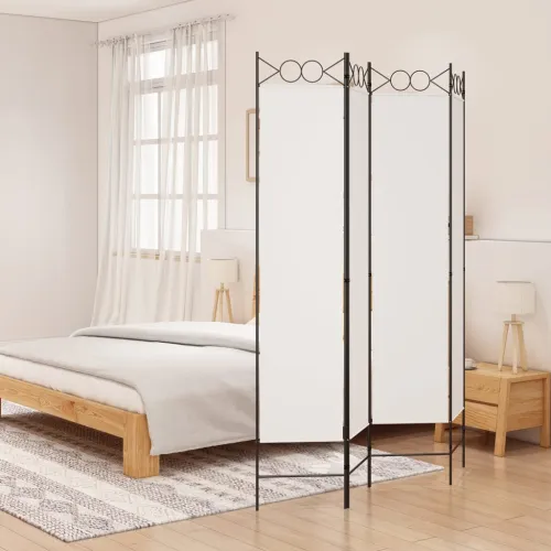 Paravan - Sobna pregrada s 4 panela bijela 160 x 200 cm od tkanine - Bijela 160 x 200 cm Cijena
