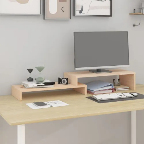 Stalak za monitor (52 - 101) x 22 x 14 cm od masivne borovine - Prirodna Prirodna Cijena