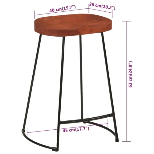 Barski stolci Gavin 2 kom 45 x 40 x 63 od masivnog drva manga - Smeđa 45 x 40 x 62 cm masivno drvo manga Cijena