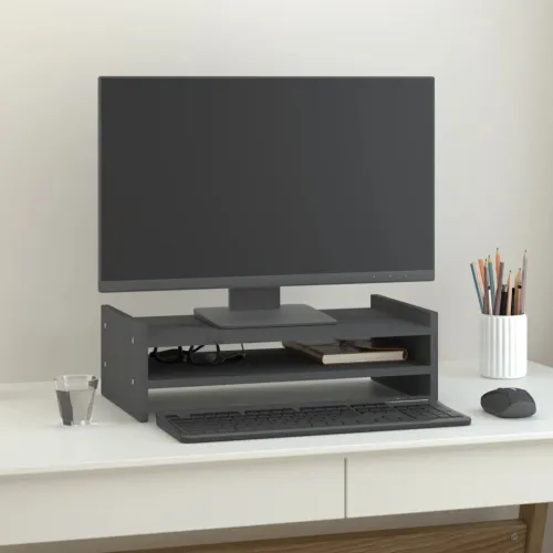Stalak za monitor sivi 50 x 27 x 15 cm od masivne borovine - Siva 50 x 27 x 15 cm Siva 50 x 27 x 15 cm Cijena