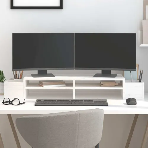Stalak za monitor bijeli 100 x 27,5 x 15 cm od masivne borovine - Bijela 100 x 27.5 x 15 cm Bijela 100 x 27.5 x 15 cm Cijena