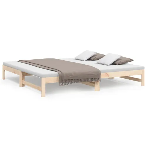 Dnevni ležaj na izvlačenje 80 x 200 cm od masivne borovine - Prirodna 80 x 200 cm Cijena