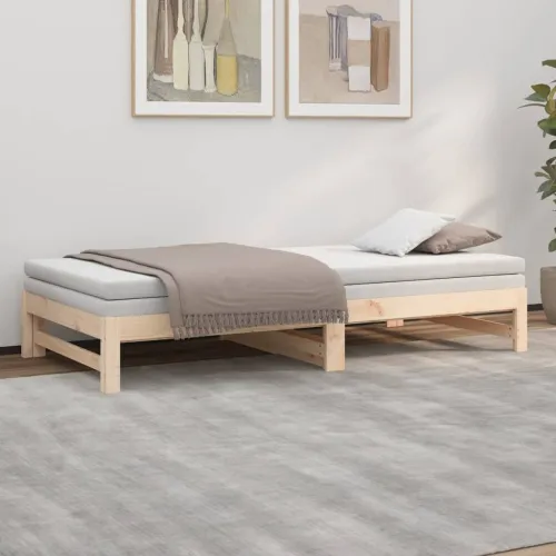 Dnevni ležaj na izvlačenje 80 x 200 cm od masivne borovine - Prirodna 80 x 200 cm Cijena