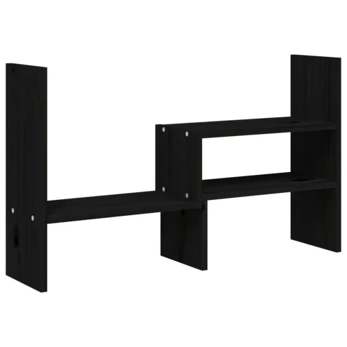 Stalak za monitor crni (39 - 72) x 17 x 43 cm masivna borovina - Crna Crna Cijena