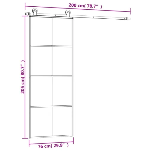 Klizna vrata s priborom 76 x 205 cm od ESG stakla i aluminija - 76 x 205 cm Mreže 4 x 2 Cijena