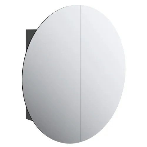 Kupaonski ormarić s okruglim ogledalom LED crni 54x54x17,5 cm - Crna 54 x 54 x 17.5 cm Cijena