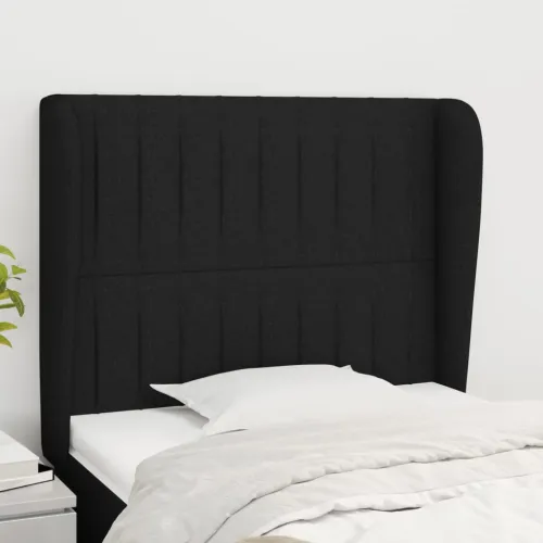 Uzglavlje s ušima crno 103x23x118/128 cm od tkanine - Crna 103 x 23 x 118/128 cm Cijena