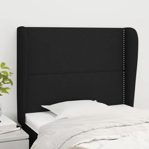 Uzglavlje s ušima crno 103x23x118/128 cm od tkanine - Crna 103 x 23 x 118/128 cm Cijena