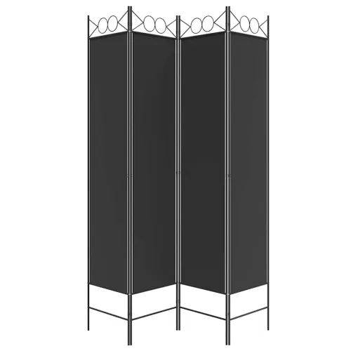 Paravan - Sobna pregrada s 4 panela crna 160 x 200 cm od tkanine - Crna 160 x 200 cm Cijena
