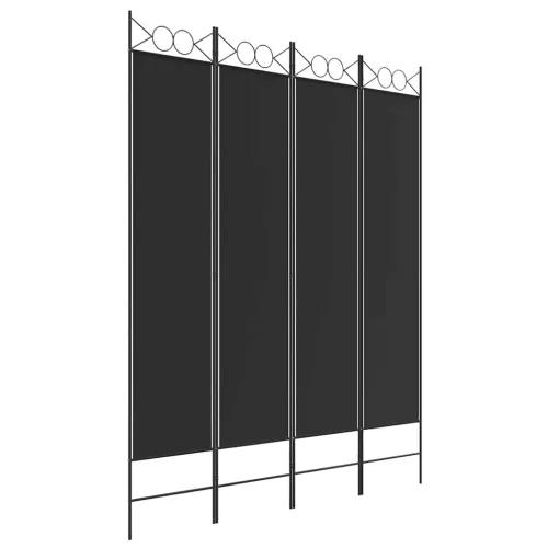 Paravan - Sobna pregrada s 4 panela crna 160 x 200 cm od tkanine - Crna 160 x 200 cm Cijena