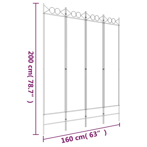 Paravan - Sobna pregrada s 4 panela crna 160 x 200 cm od tkanine - Crna 160 x 200 cm Cijena