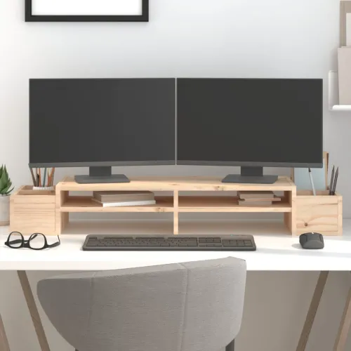 Stalak za monitor 100 x 27,5 x 15 cm od masivne borovine - Prirodna 100 x 27.5 x 15 cm Prirodna 100 x 27.5 x 15 cm Cijena