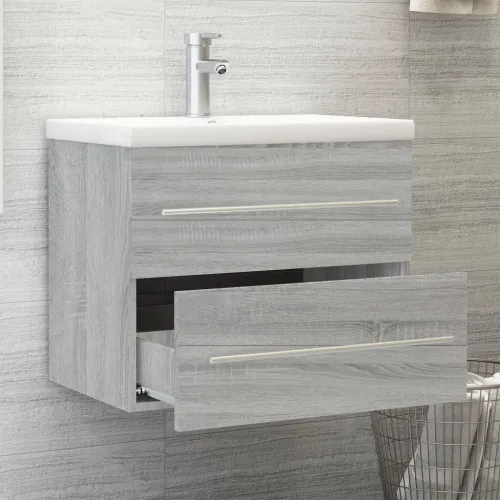 Ormarić s ugrađenim Lavabo - Umivaonikom boja sivog hrasta sonome drveni - Sivi hrast sonoma 60 x 38.5 x 48 cm bez slavine Cijena