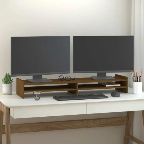 Stalak za monitor boja meda 100x27x15 cm od masivne borovine - boja meda 100 x 27 x 15 cm Boja meda 100 x 27 x 15 cm Cijena
